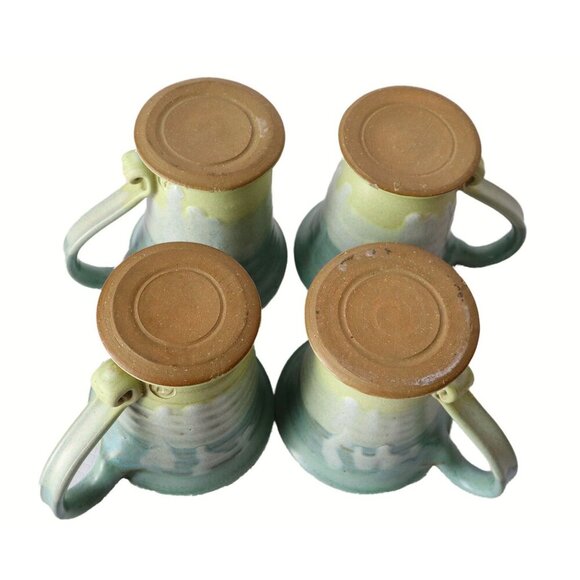 4 Vintage Studio Art Pottery Coffee Mugs Signed - Picture 7 of 7